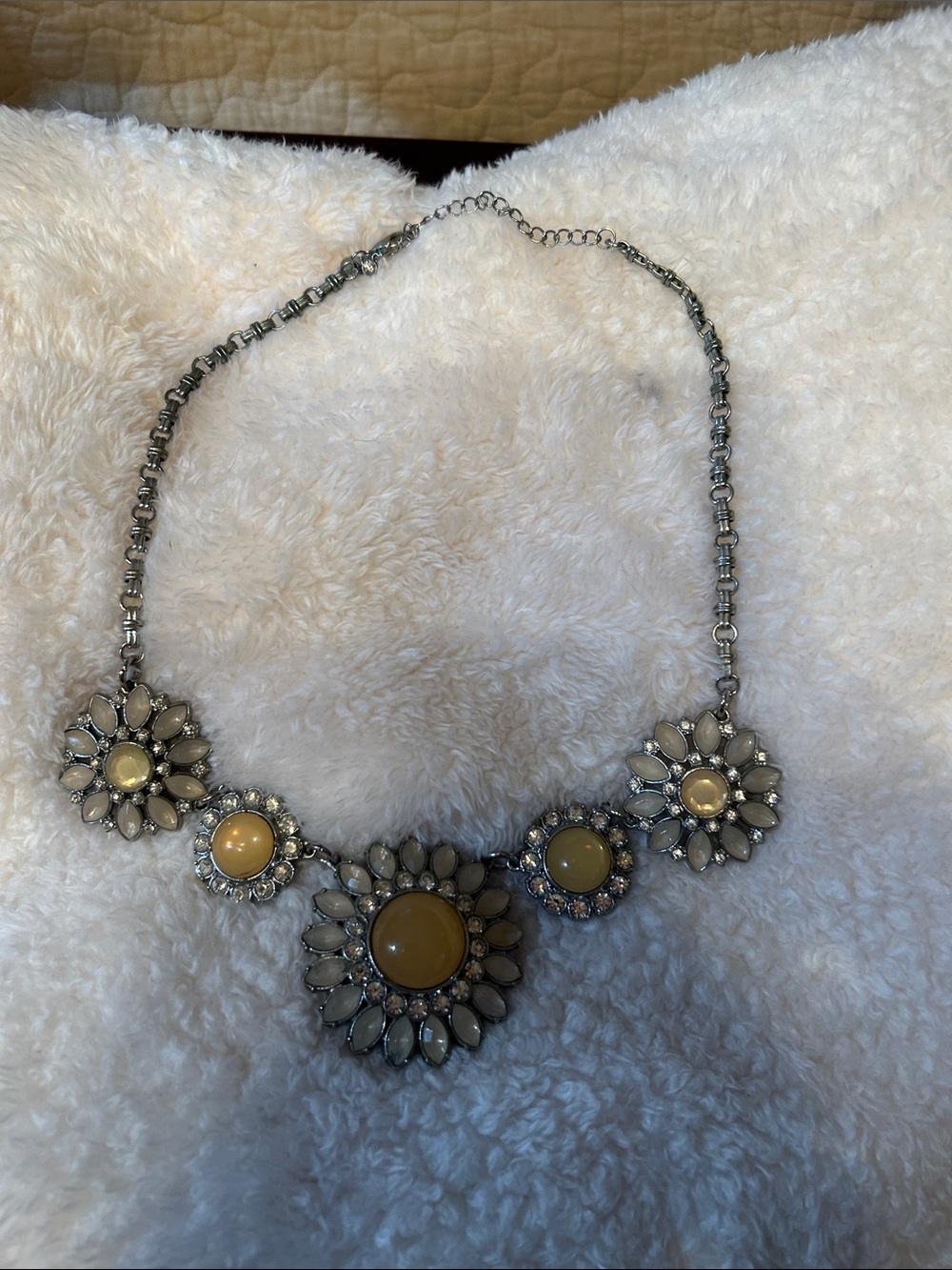 Lia Sophia Pale Yellow Floral Cluster Necklace